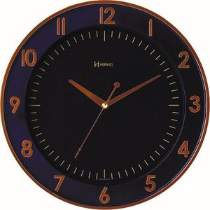 Relógio Parede 35cm Preto Tic-tac Dourado Ouro Herweg 6803