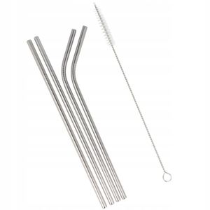 Kit 4 Canudos Reutilizáveis Em Aço Inox E Escova De Limpeza