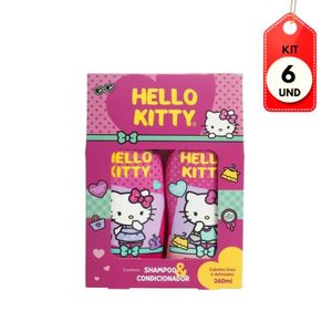 Kit C/06 Hello Kitty Lisos E Delicados Shampoo + Condicionador