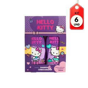 Kit C/06 Hello Kitty Cacheados E Ondulados Shampoo + Condicionador