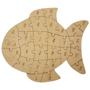 Quebra-cabeça Educativo 100% Mdf Cru 26pçs/35pçs Peixe