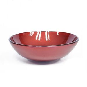 Cuba De Vidro Para Banheiro Redonda 42cm Vermelho Cereja