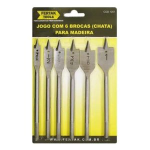 Jogo De Broca Chata Para Madeira Com 6 Peças - Fertak