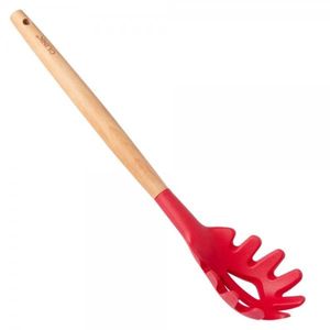 Pegador De Massas De Silicone Cabo De Madeira 32 Cm - Vermelho