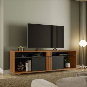 Rack Bancada 180cm Para Tv Até 70 Polegadas Nt1290 Notável Freijó Trend- Preto Tx