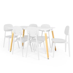 Conjunto Mesa De Jantar Retangular Eiffel Branca 120x80cm Com 6 Cadeiras Itália - Branco