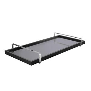 Bandeja Espelhada Corfu Alça Prata Luxo Castellar Móbile Preto