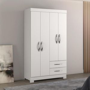 Guarda-roupa Solteiro 4 Portas 2 Gavetas Viena Notável Branco