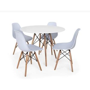 Conjunto - Mesa Eames 80 Cm Branco + 4 Cadeiras Eames Eiffel Dsw Branco