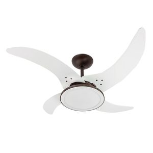 Ventilador De Teto Tron Mareiro Led 4 Pás Branco / Marrom 127v