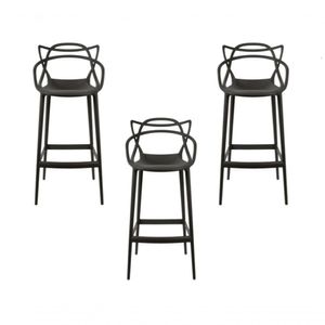 Conjunto C-3 Banqueta Allegra Alta Master Preta Cozinha Americana Balcão Polipropileno