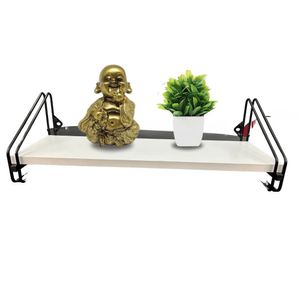 Nicho Prateleira Mdf 16 Cm X 49 Cm - Super Luxo C/ Suporte Preto