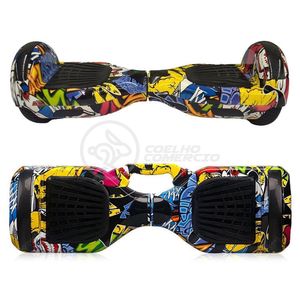 Hoverboard Infantil Skate Elétrico Arte Urbana Led Grafite