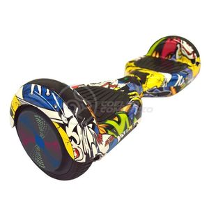 Hoverboard Infantil Skate Elétrico Arte Urbana Led Grafite