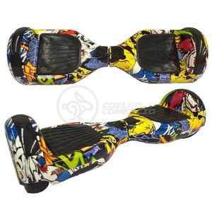 Hoverboard Infantil Skate Elétrico Arte Urbana Led Grafite