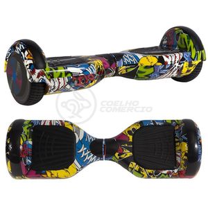 Hoverboard Infantil Skate Elétrico Arte Urbana Led Grafite
