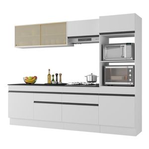Armário De Cozinha Completa 5 Peças Com Rodapé Mp2181 Made Multimóveis Branco/preto Branco/preto