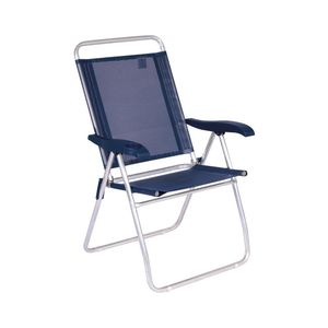 Cadeira De Praia Alta Reclinável Boreal Com Porta Copo Mor Cor:azul Marinho Azul Marinho