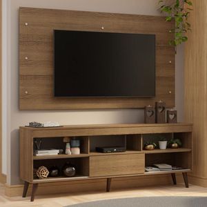 Rack Com Painel Para Tv Até 65 Polegadas Com Pés Rustic Detroit Madesa Rustic