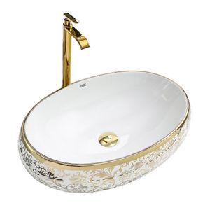 Kit Cuba Pia Louça Cerâmica Banheiro Dourado C/ Torn E Válv