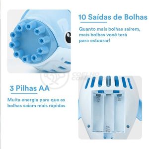 Golfinho Bolhudo Lança Bolhas Sabão Criança Azul