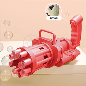 Máquina Elétrica Brinquedo Lança Bolhas Sabão Vermelho