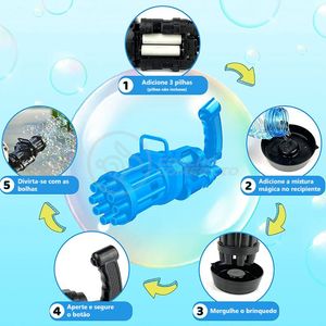 Máquina Elétrica Brinquedo Lança Bolhas Sabão Azul