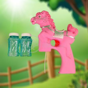 Cavalo Bolhudo Elétrica Lança Bolhas Sabão Infantil Rosa