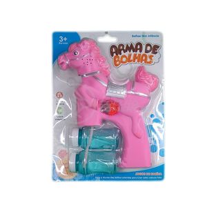 Cavalo Bolhudo Elétrica Lança Bolhas Sabão Infantil Rosa