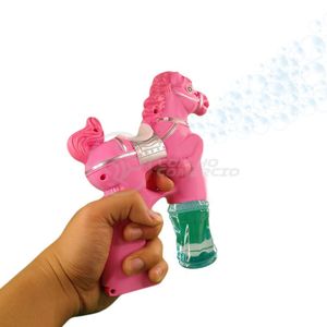 Cavalo Bolhudo Elétrica Lança Bolhas Sabão Infantil Rosa