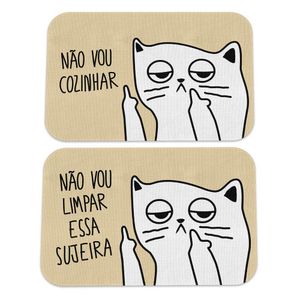 Kit Tapetes De Cozinha Gatinho Ranzinza Não Vou Limpar