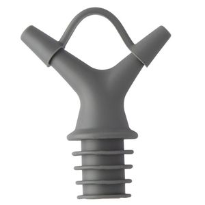 Bico Dosador Duplo Para Garrafas Azeite Vinagre Em Silicone Cinza