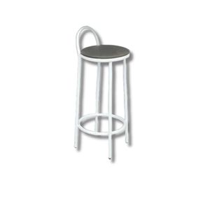 Banqueta Encosto Baixo Simples Branco Azulado