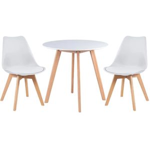 Conjunto Mesa Jantar Leda 80cm Branca + 2 Cadeiras Leda - Brancas