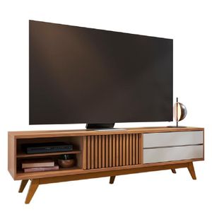 Bancada Rack Para Tv 75 Polegadas 200 Cm Veneza Freijo Off White Matte Clb Freijo Off White Matte