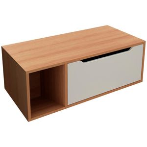 Balcao Gabinete Para Banheiro 1 Porta Bn3644 Amendoa Branco Tecno Mobili Amendoa Branco