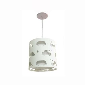Lustre Infantil Pendente Recorte Carrinhos 25x25 Branco/branco