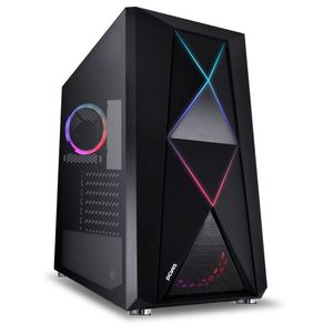 Gabinete Mid-tower Dimension Preto Com Led E Fan Traseiro Rgb - Lateral Em Vidro Temperado - Diptrgb1fcv