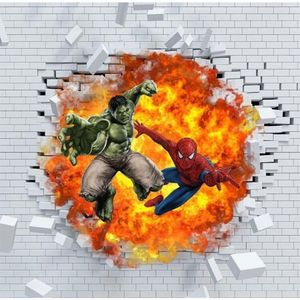 Papel De Parede Adesivo Super Heróis Hulk E Aranha