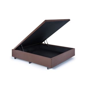 Base Box Baú Viúva Em Suede 120x203x42cm Marrom