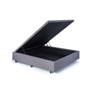 Base Box Baú Viúva Em Suede 120x203x42cm Cinza