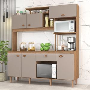 Cozinha Compacta Iata Com Tampo 6 Portas 1 Gaveta Mel/fendi