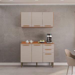 Cozinha Compacta 2 Peças 6 Portas 2 Gavetas Bella Cinamomo/off White
