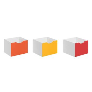Kit De 3 Gavetas Caixas Organizadoras Para Nicho laranja-amarelo-vermelho