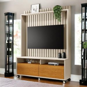 Estante Home Para Tvs 50" Estilos Off E Naturalle Ripado Carmolar