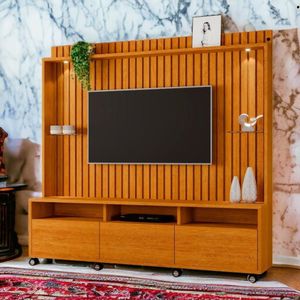 Estante Home Tvs 60" 4 Portas Absoluto Naturalle Ripado Carmolar