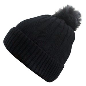 Touca Gorro Adulto Peluciada Preta Pompom Tamanho único