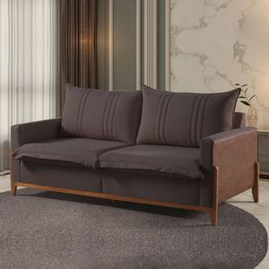 Sofá Living 2 Lugares 200cm Em Veludo M156 Veludo Marrom