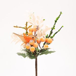 Kit 10 Ramos Artificiais De Páscoa Com Parrasinho Laranja Enfeite 23cm