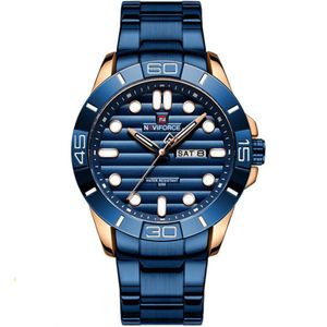 Relógio De Pulso Masculino De Quartzo Design Casual Em Aço Inoxidável Impermeavel Azul